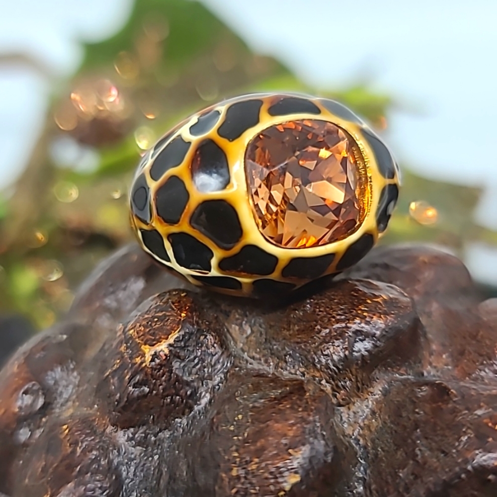 KJL Kenneth Jay Lane Vintage Enamel & Swarovski Crystal Leopard Cocktail ring 💍 - Picture 10 of 13